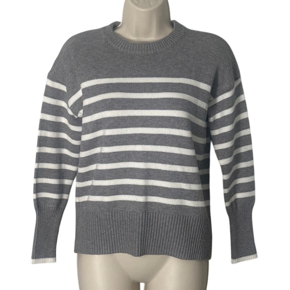 Philosophy Women's Striped Crewneck Grey and White Sweater Size XS‎